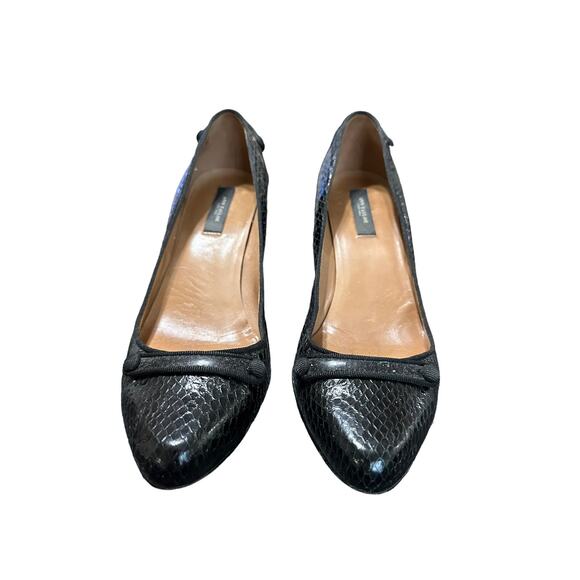 Ann Taylor women's black patent‎ leather snake print heel size 8 - Picture 2 of 7